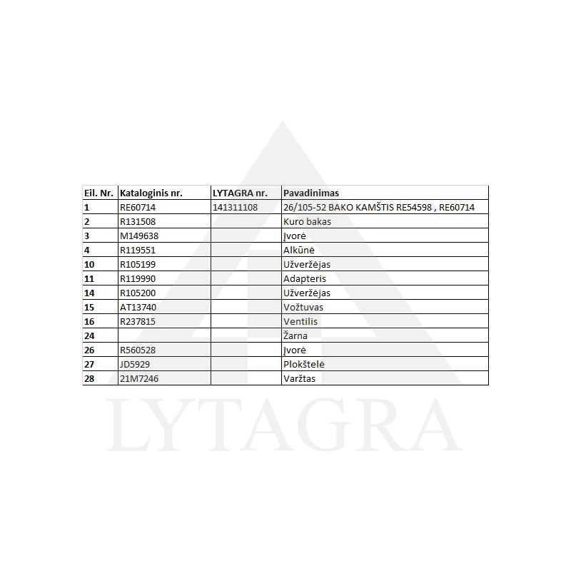 26/105-52 BĀKAS VĀKS JD RE54598 , RE60714