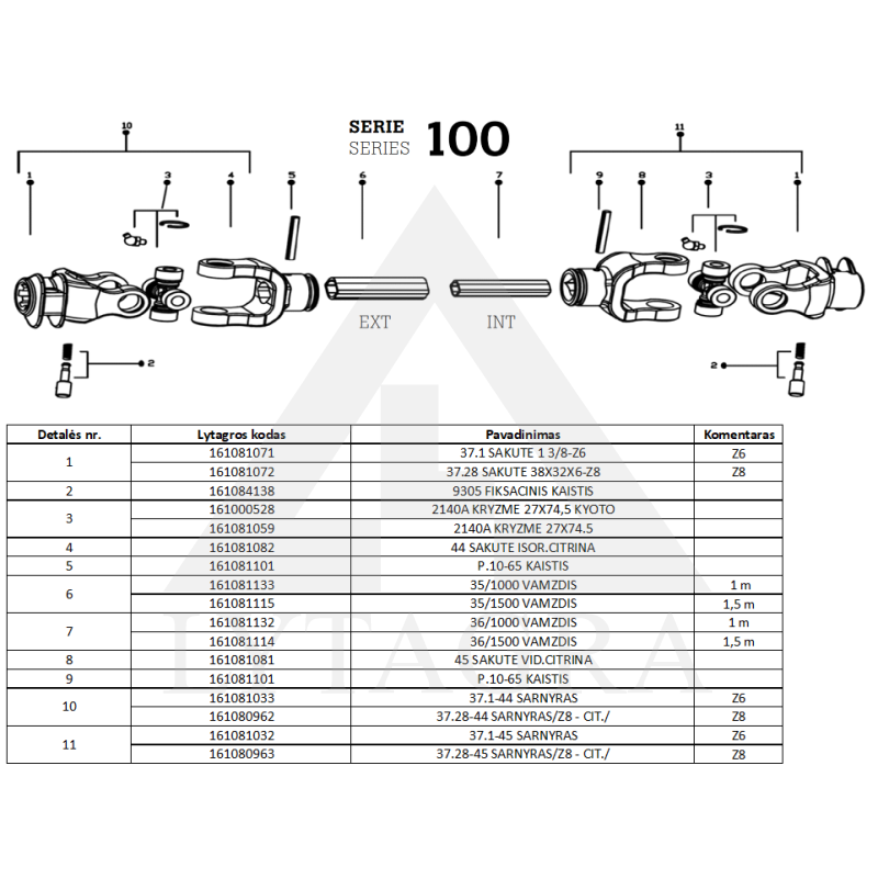 Kardāns 1005/1100/KH/37.E-37.1  8X6