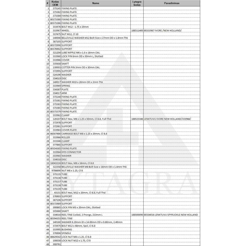80333967 IELIKTNIS /NEW HOLLAND/