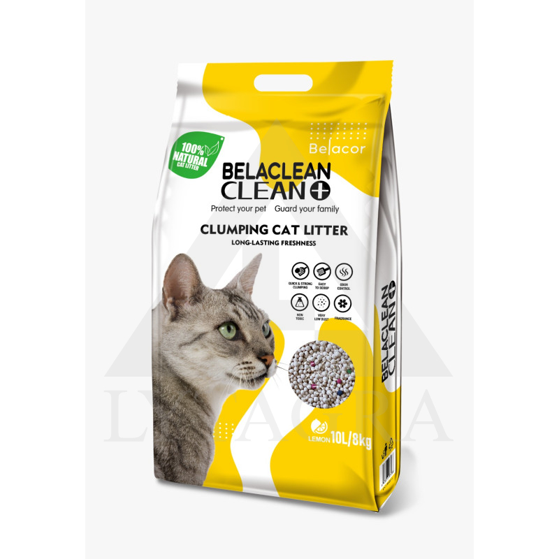 Bentonīta kaķu pakaiši BelaClean CLEAN+ citronu aromāts 10 l