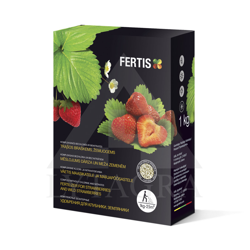 FERTIS kompleksais mēslojums zemenēm un zīdkoka ogām, bez hlora un nitrātiem, 1 kg