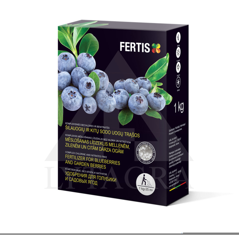 FERTIS kompleksais mēslojums mellenēm un citām dārza ogām, bez hlora un nitrātiem, 1 kg