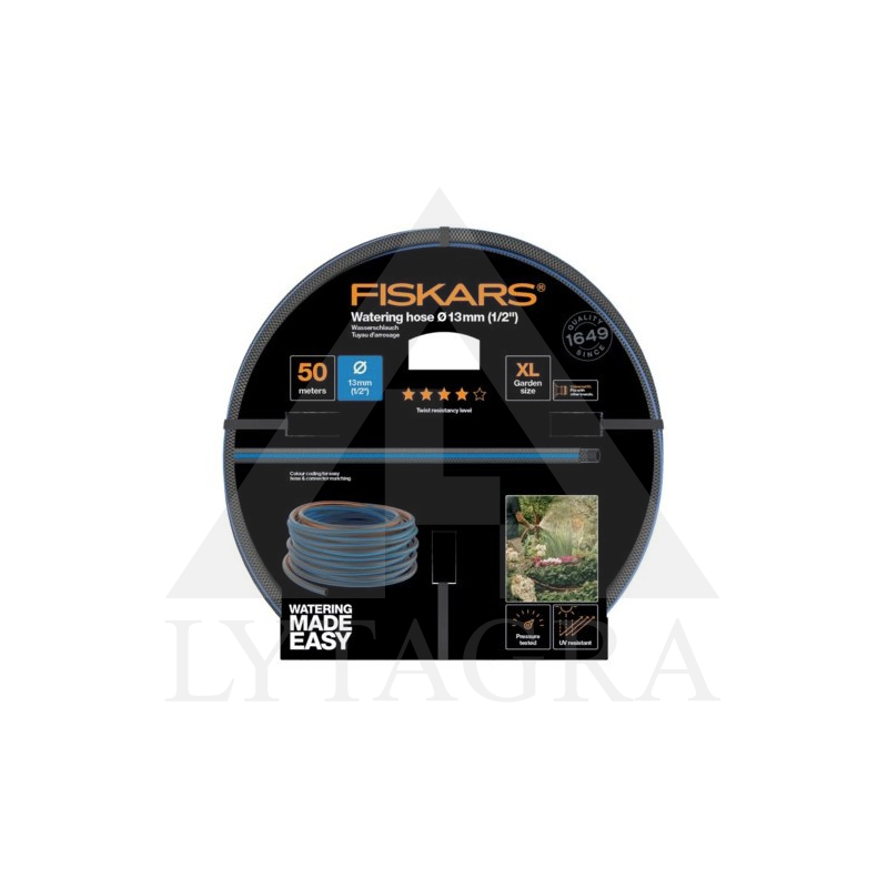Laistīšanas šļūtene 13 mm (1/2 collas) 50 m Q 4 Fiskars 1027106