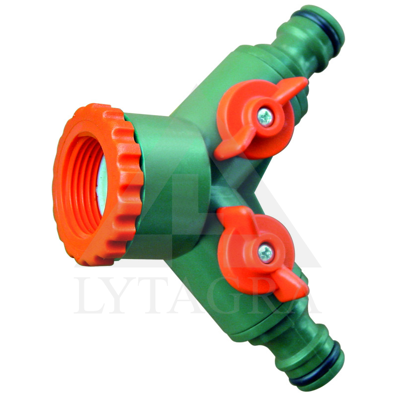 Krāna adapteris 3/4" ar diviem vārstiem, VERTAS