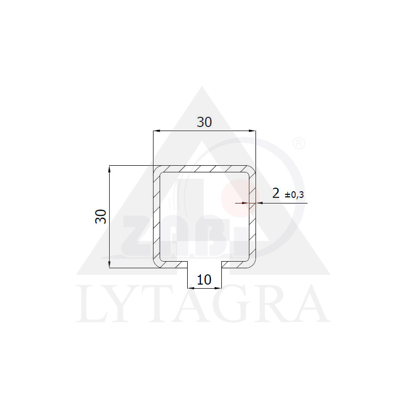 Vārtu riteņu profils Zabi PROF, 30x30 L6m
