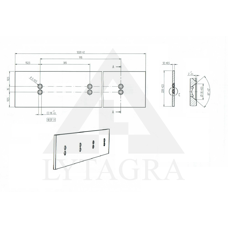 GREIDERA NAZIS ES STANDART 1220X220X12 4  CAUR.