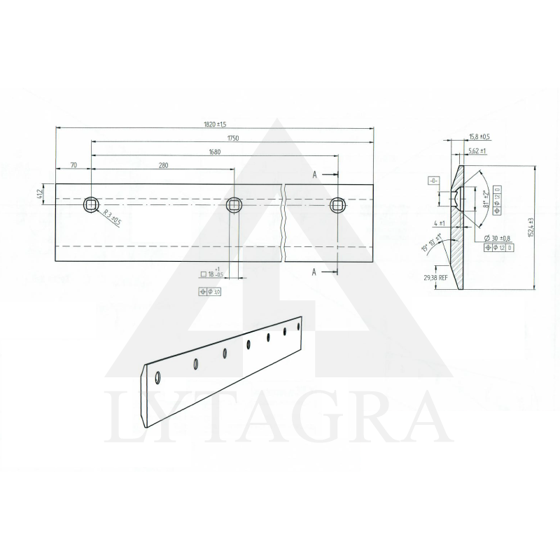 GREIDERA NAZIS 1820x152x16MM 7C. TAISNS