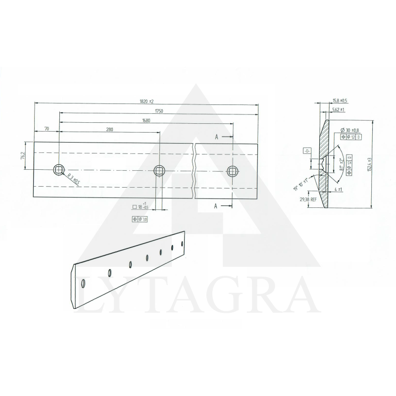 GREIDERA NAZIS VIENPUS. 1820X152X15,8MM 7C