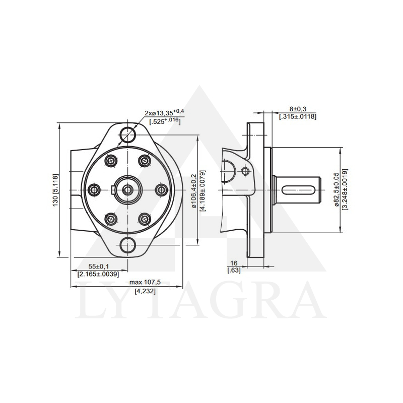 HIDROMOTORS BMR50 25MM 970 APS./MIN 9.7KW 100NM