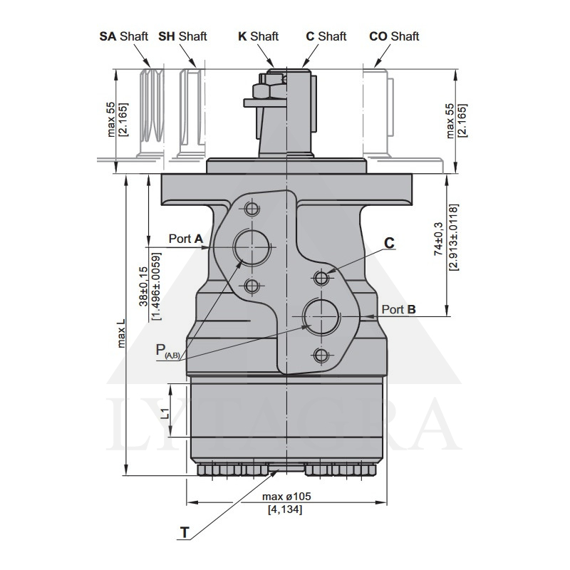 HIDROMOTORS  BMR 160 25MM 375 APS./MIN 12.3KW 320N