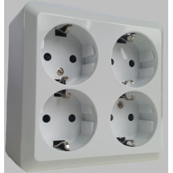 Kontaktligzda TOPE ALBA, 4 kontaktu, ar drošinātāju, 16A 250V, balta