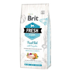 Brit Fresh Adult sausā barība pieaugušiem lielo šķirņu suņiem ar zivīm un ķirbi 12 kg