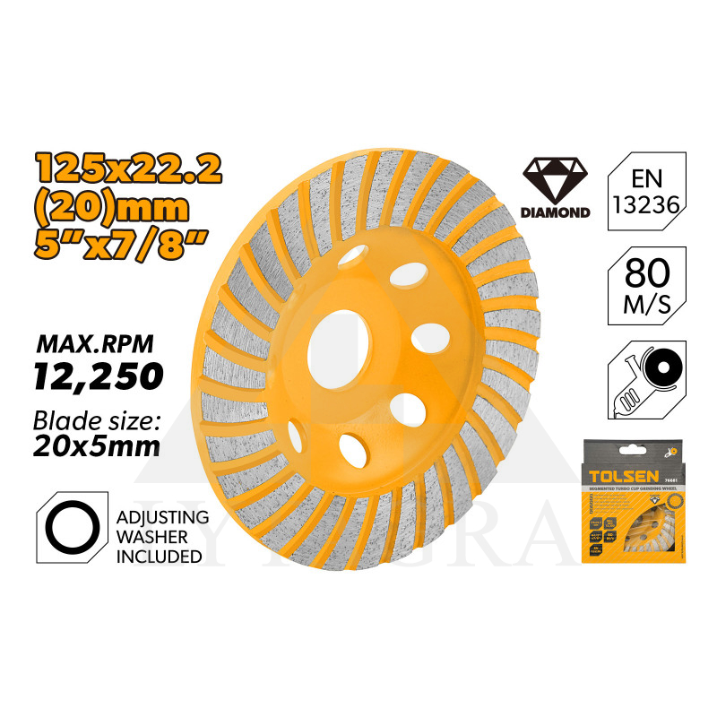 Segmentēts slīpēšanas disks 125x22.2 / Tolsen 76682