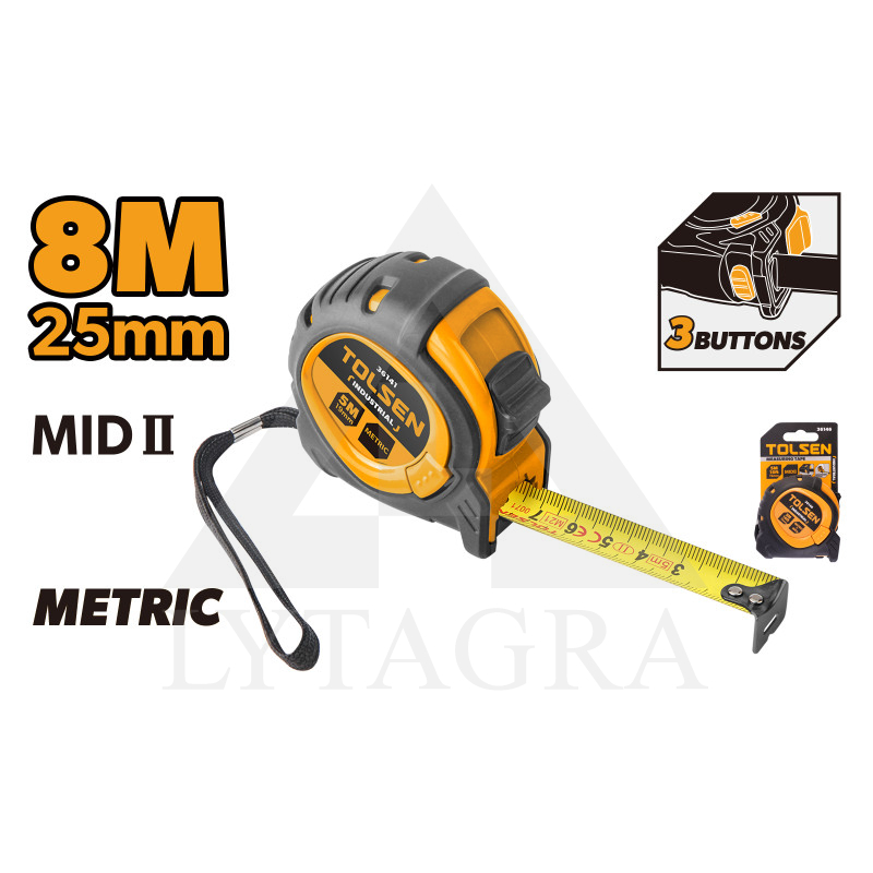 Mērlente 8m 25mm / Tolsen 36143