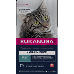 EUKANUBA bezgraudu sausā kaķu barība ar lasi 2 kg
