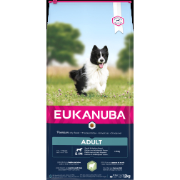 EUKANUBA pieaugušu suņu barība mazām un vidējām šķirnēm ar jēru un rīsiem 12 kg