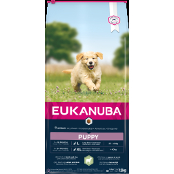 EUKANUBA lielo šķirņu kucēnu barība ar jēru un rīsiem 12 kg