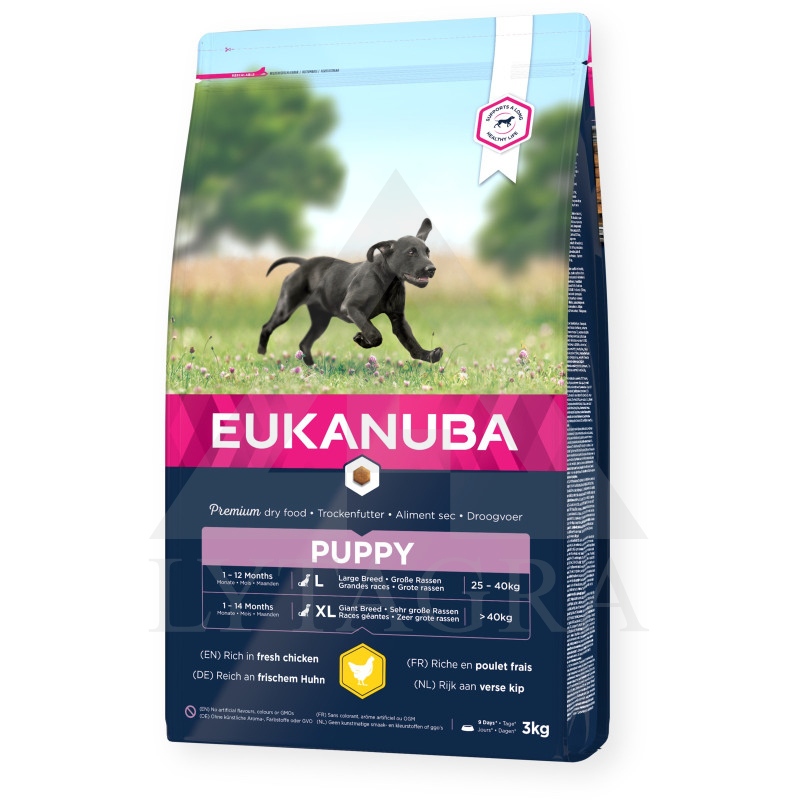 EUKANUBA lielo šķirņu kucēnu barība ar vistu 15 kg