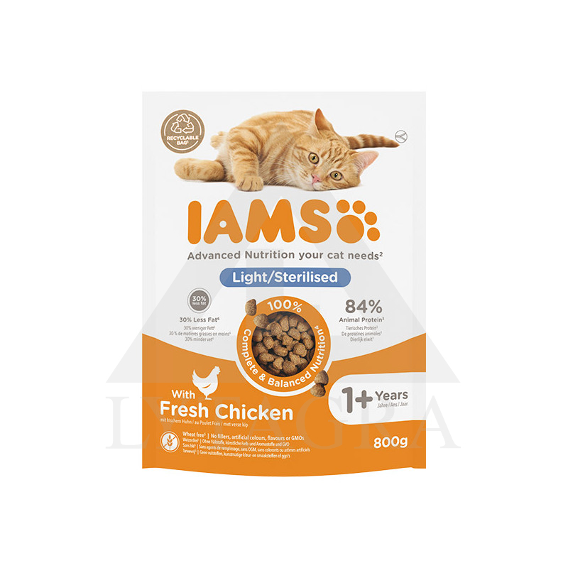 Barība sterilizētiem kaķiem IAMS ar vistu 800 g 81603164