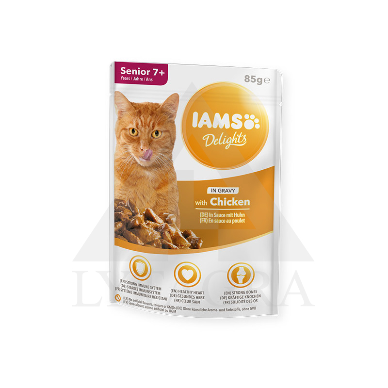 Konservēta barība vecākiem kaķiem mērcē IAMS ar vistu 85 g 81602931