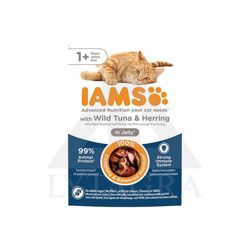 Kaķu konservi želejā IAMS ar tunci un siļķēm 85 g 81602922