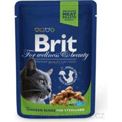100G KAĶU BARĪBA BRIT PREMIUM/ STERILIZĒTIEM KAĶIE