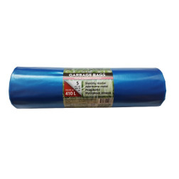 LDPE atkritumu maisi 410l, 5 gab./rullīši, zili