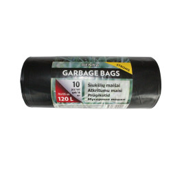 LDPE atkritumu maisi 120l 10 gab./rullis, melni