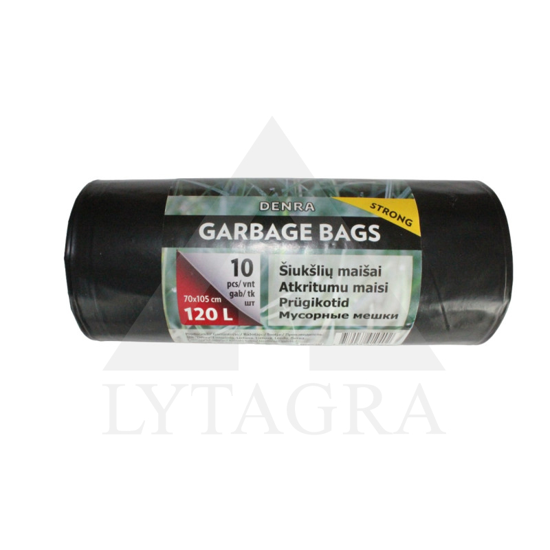 LDPE atkritumu maisi 120l 10 gab./rullis, melni