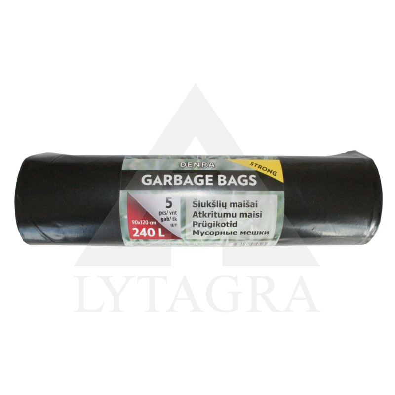 LDPE atkritumu maisi 240l, 5 gab./rullī, melni