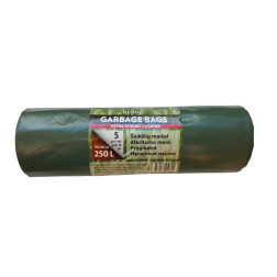 LDPE atkritumu maisi 250l, 5 gab./rullīši, zaļi/melni
