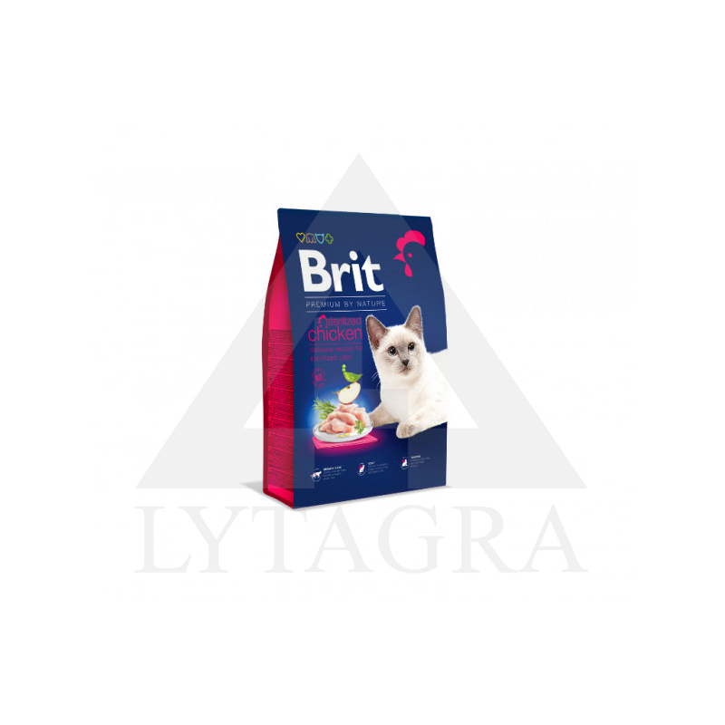 Brit Premium sausā barība pieaugušiem kaķiem sterilizētām kaķenēm, 8 kg