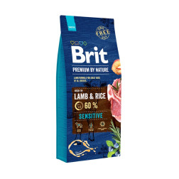 Brit Premium By Nature Adult Sensitive sausā barība suņiem ar jēra gaļu un rīsiem 15 kg
