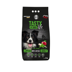 Barība pieaugušiem vidēja un liela izmēra šķirņu suņiem TASTY DOGS ar jēra gaļu 12 kg