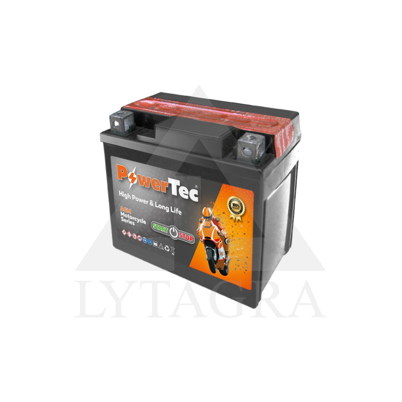 Akumulators MOTO 12V 4Ah 70A PowerTec YTX5L-BS-AGM