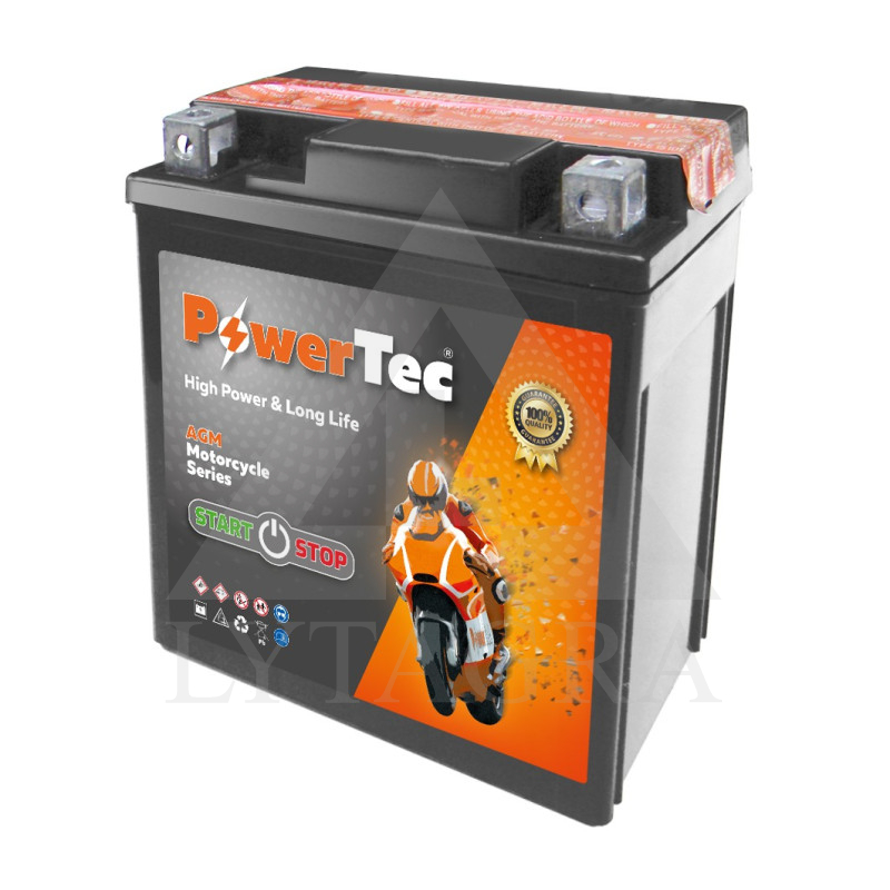 Akumulators MOTO 12V 6Ah 85A PowerTec YTX7L-BS-AGM