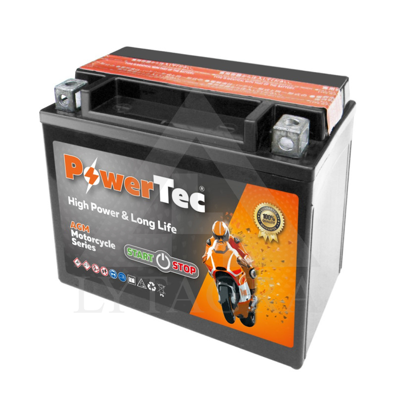 Akumulators MOTO 12V 10Ah 180A PowerTec YTX12-BS-AGM