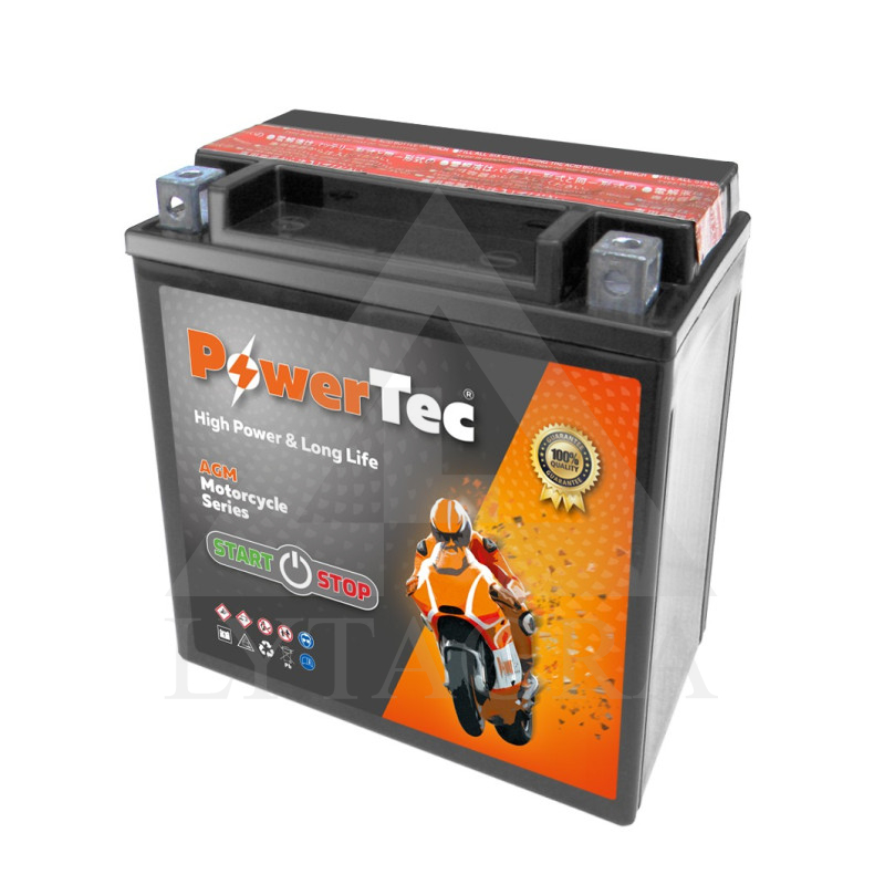 Akumulators MOTO 12V 14Ah 210A PowerTec YTX16-BS-AGM