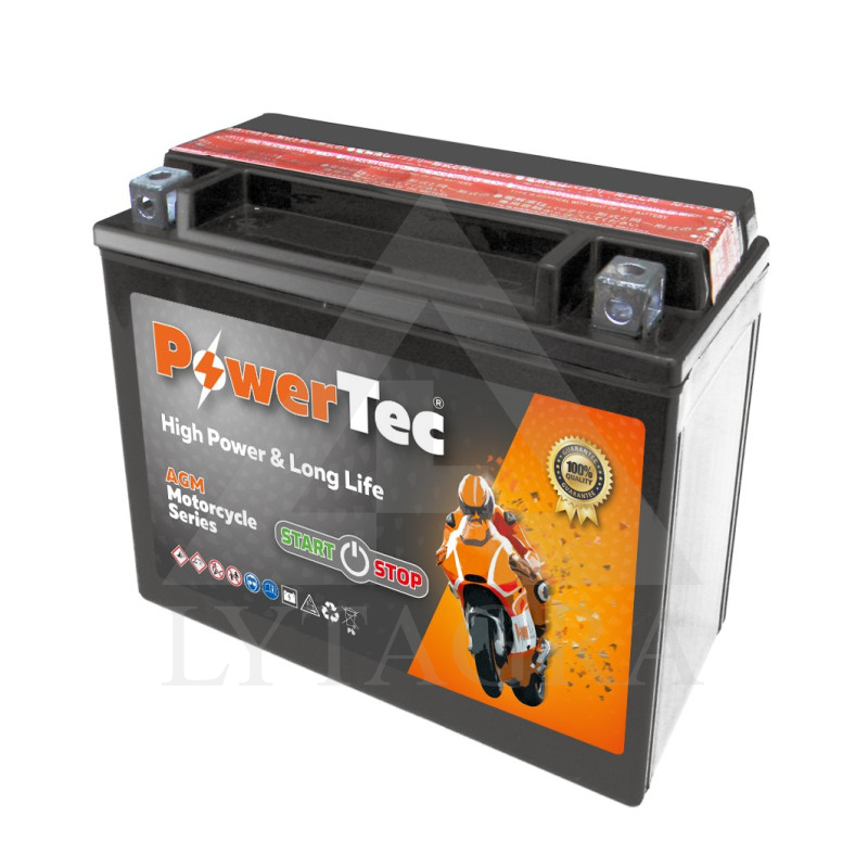 Akumulators MOTO 12V 18Ah 260A PowerTec YTX20L-BS-AGM
