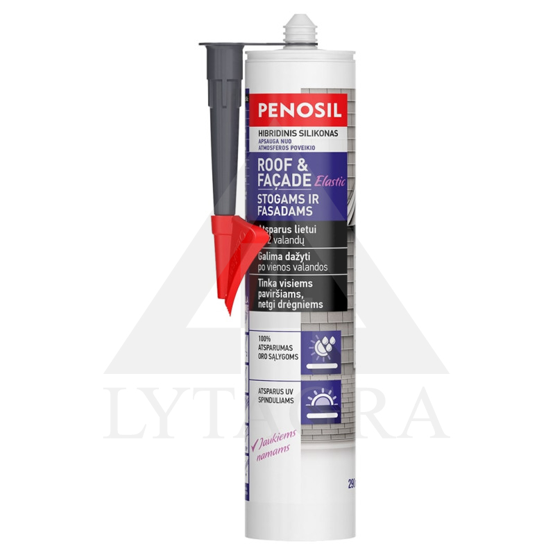 Elastīgs hermētiķis PENOSIL Jumta & Fasādes Elastic, pelēks, 290 ml