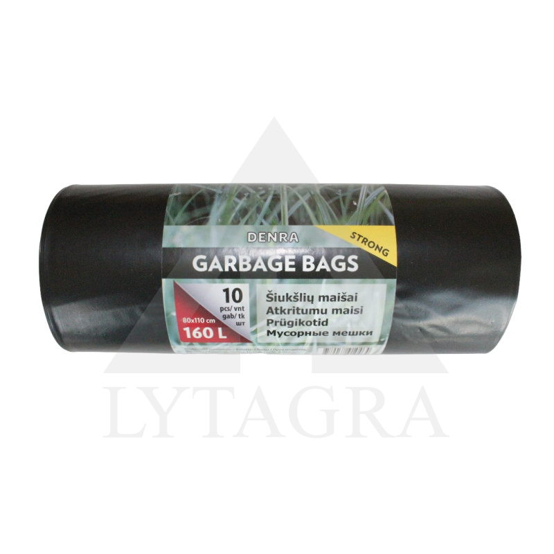 LDPE atkritumu maisi 160l 10 gab./rullis, melni
