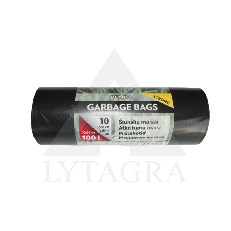 LDPE atkritumu maisi 100l, 5 gab./rullis. Zaļi/melni.