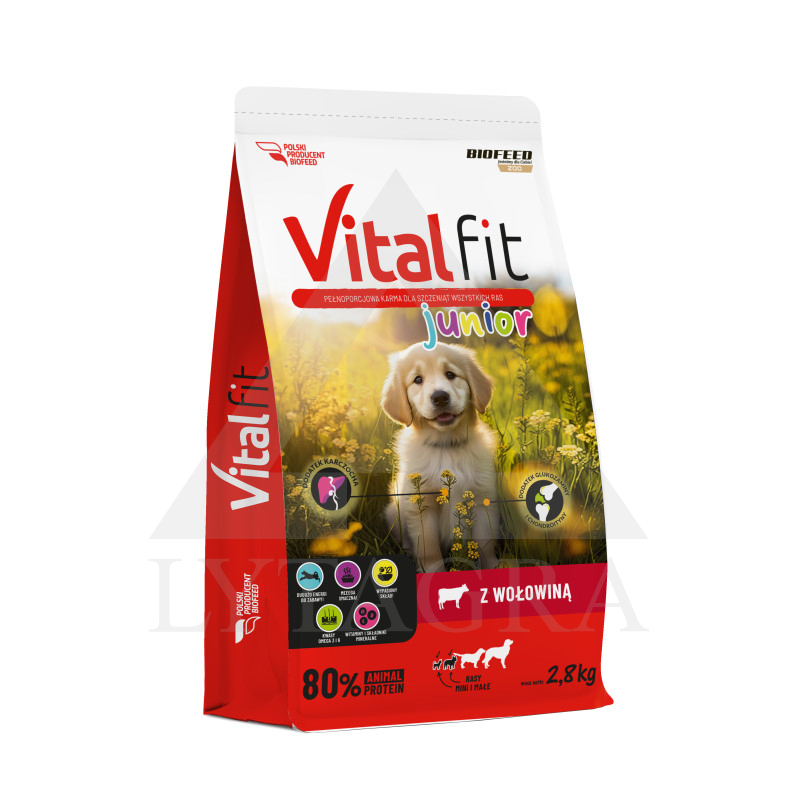 Barība jauniem suņiem ar liellopu gaļu VITALFIT 2,8 kg