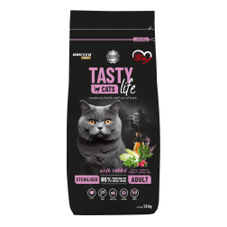 Barība sterilizētiem kaķiem TASTY CATS ar lasi 8 kg