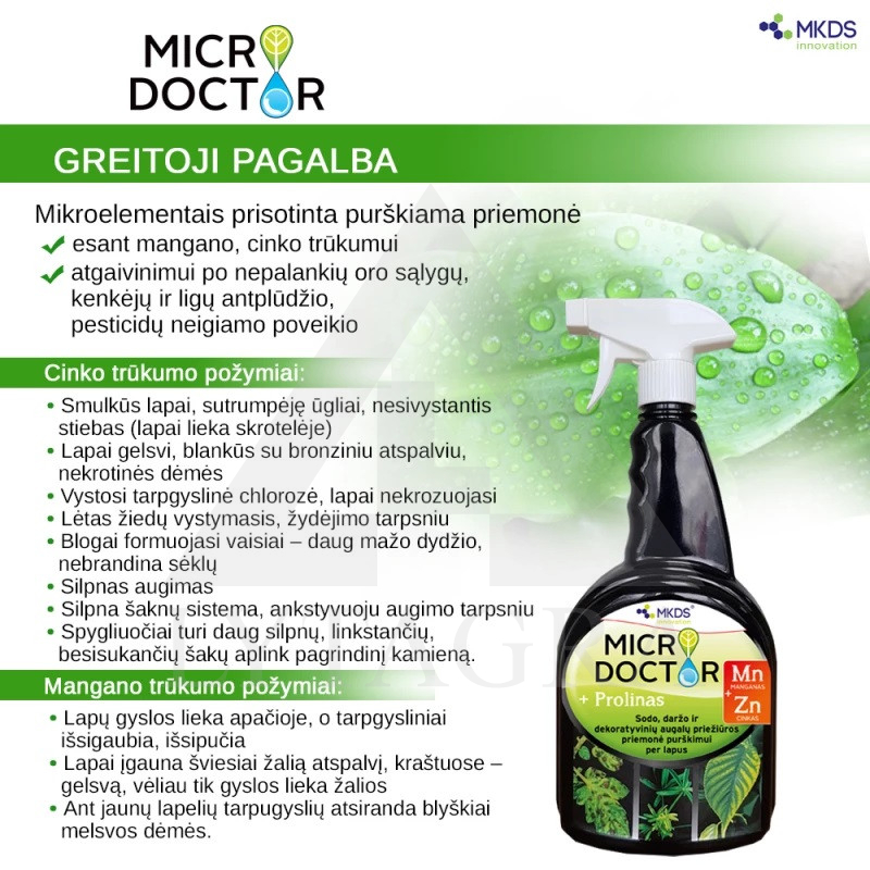 Microdoctor Mn/Zn, augu kopšanas līdzeklis ar mangānu un cinku, 1 l