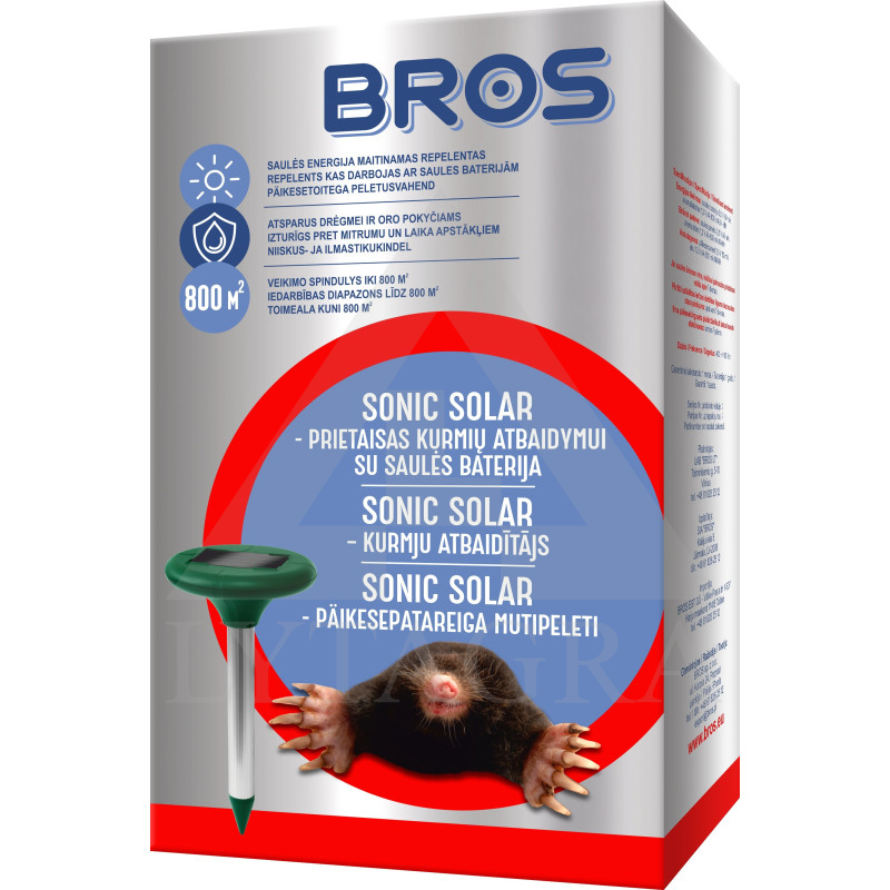 BROS SONIC SOLAR Kurmju atbaidītājs ar saules bateriju