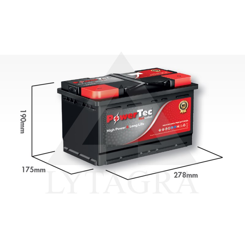 AKUMULATORS 12V 80Ah 560A / PowerTec