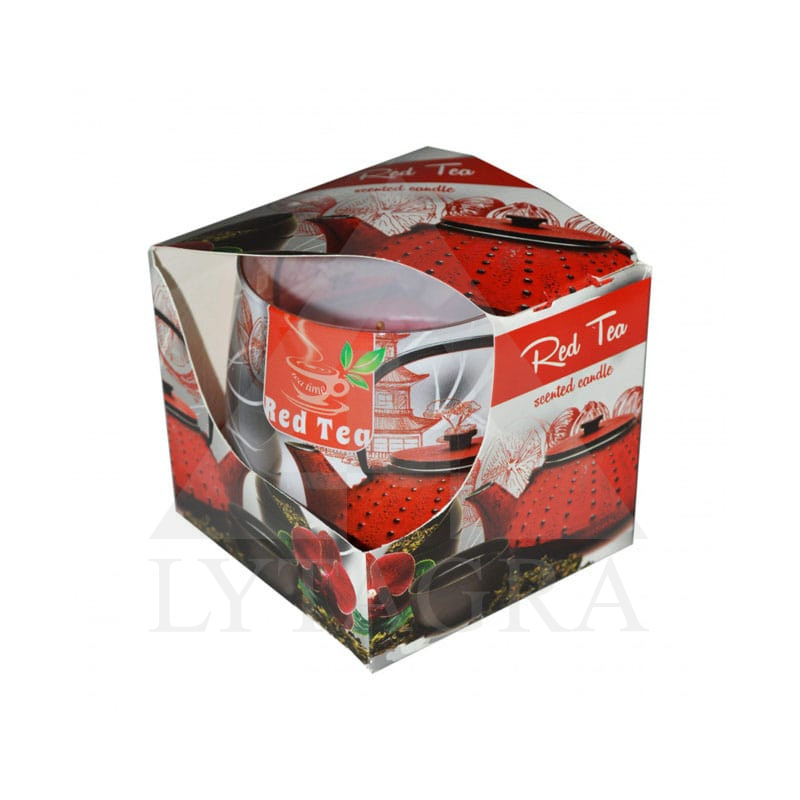 AROMĀTISKA SVEČE STIKLA TRAUKĀ SARKANĀ TĒJA