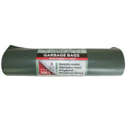 LDPE atkritumu maisi 100l, 5 gab./rullis. Zaļi/melni.