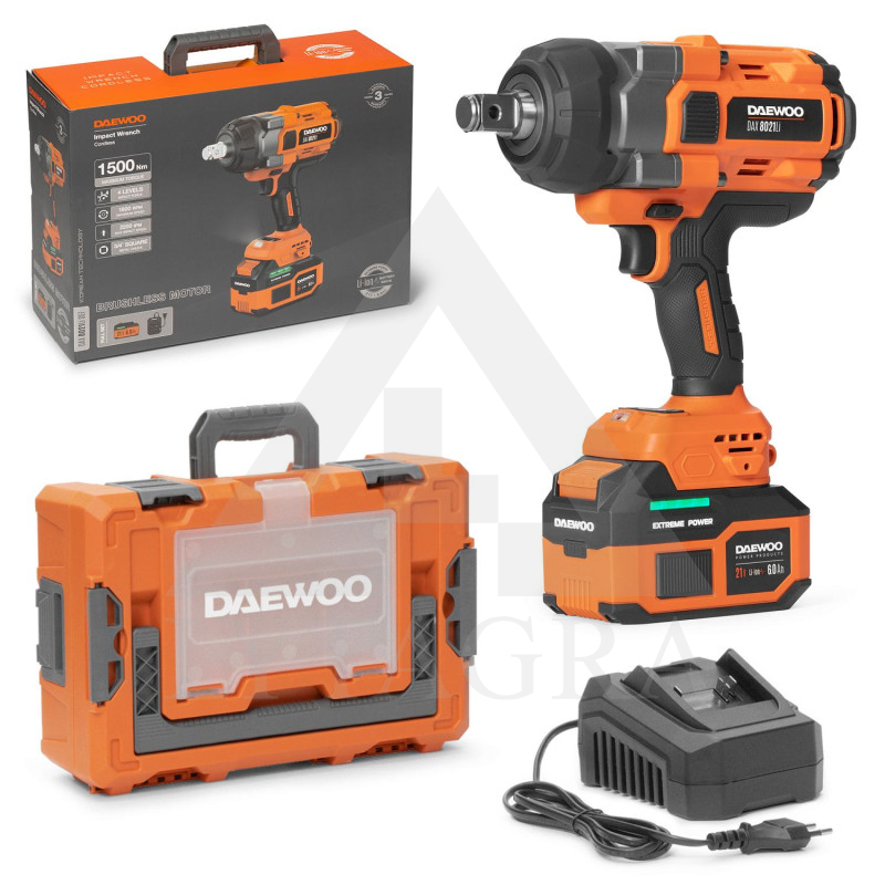 Akumulatora skrūvgriezis 3/4" Daewoo DAX 8021Li komplekts